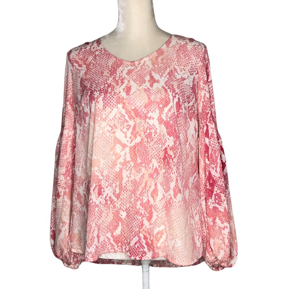 CAbi Bethany Blouse Pink Snakeskin Size S